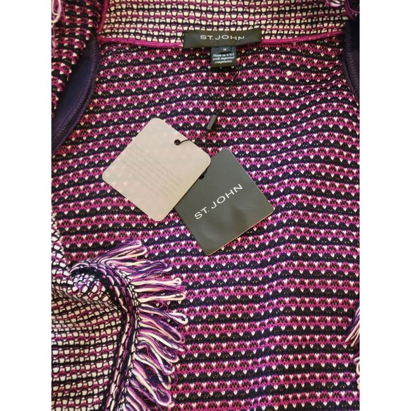 ๐ผHP๐ผ St. John Collection Mina Artistic Fringe Purple Cardigan - M - Picture 2 of 6